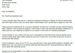 Cover Letter for Classroom assistant Teaching assistant Cover Letter Example Lettercv Com