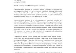 Cover Letter for Communications Internship Marketing Cover Letter Sample Internship Focus Marketing