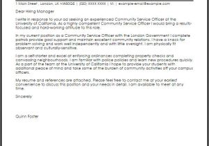 Cover Letter for Community Service Worker Community Service Officer Cover Letter Sample Cover