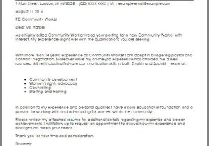 Cover Letter for Community Service Worker Community Worker Cover Letter Sample Cover Letter