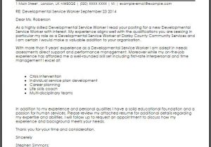 Cover Letter for Community Service Worker Developmental Service Worker Cover Letter Sample Cover
