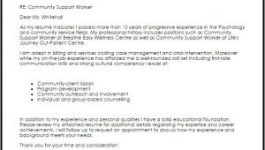 Cover Letter for Community Support Worker Position Community Support Worker Cover Letter Sample Cover