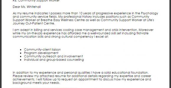 Cover Letter for Community Support Worker Position Community Support Worker Cover Letter Sample Cover
