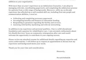Cover Letter for Counseling Position Leading Professional Admissions Counselor Cover Letter