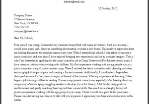 Cover Letter for Counseling Position Professional Camp Counselor Cover Letter Sample Writing
