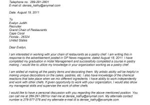 Cover Letter for Culinary Student Culinary Cover Letter Resume Badak