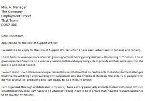 Cover Letter for Disability Support Worker Support Worker Cover Letter Example Icover org Uk