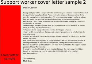 Cover Letter for Disability Support Worker Support Worker Cover Letter