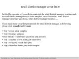 Cover Letter for District Manager Position Retail District Manager Cover Letter
