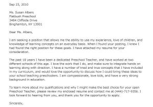 Cover Letter for Early Childhood Educator Early Childhood Educator Cover Letter Letter Of