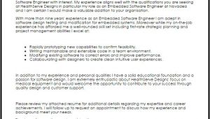 Cover Letter for Embedded software Engineer Embedded software Engineer Cover Letter Sample Cover