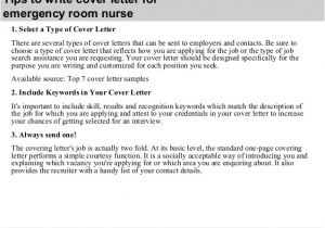 Cover Letter for Emergency Management Position Emergency Room Nurse Cover Letter