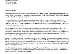Cover Letter for English Class English Teacher Cover Letter Letter Of Introduction for
