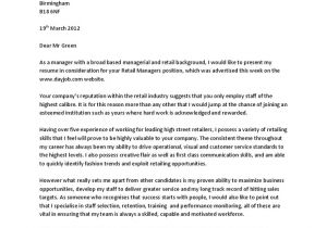 Cover Letter for English Class Retail Store Manager Cover Letter Letter Of Recommendation