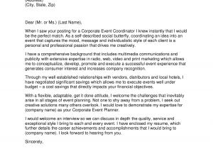 Cover Letter for event Coordinator Position event Coordinator Cover Letter