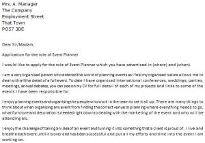 Cover Letter for event Coordinator Position event Planner Cover Letter Example Icover org Uk