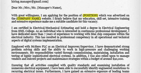 Cover Letter for Experienced Electrical Engineer Engineering Cover Letter Templates Resume Genius