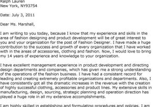Cover Letter for Fashion Designer Job Fashion Design Cover Letter Experience Resumes