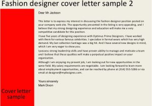 Cover Letter for Fashion Designer Job Fashion Designer Cover Letter