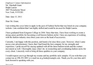 Cover Letter for Fashion Designer Job Fashion Stylist Covering Letter Career Pinterest