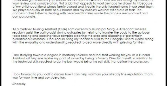 Cover Letter for Funeral assistant Cover Letter for Funeral assistant Templates