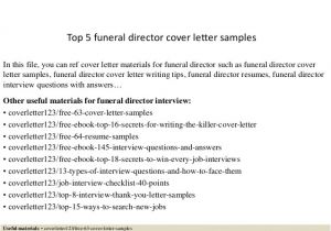 Cover Letter for Funeral assistant top 5 Funeral Director Cover Letter Samples