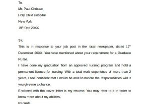 Cover Letter for Graduate Nurse Program 10 Nursing Cover Letter Template Samples Examples