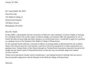 Cover Letter for Graduate Nurse Program Graduate Nurse Cover Letter Samples and Templates