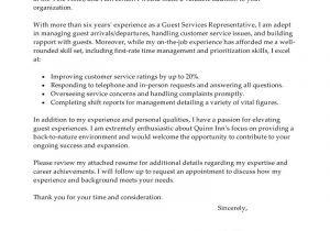 Cover Letter for Guest Services Guest Service Resume