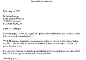 Cover Letter for Headhunter Cover Letter to Recruiter Experience Resumes