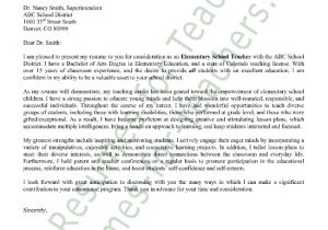 Cover Letter for High School Teaching Position Elementary Teacher Cover Letter Sample