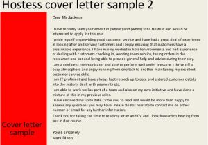 Cover Letter for Hostess Position Hostess Cover Letter
