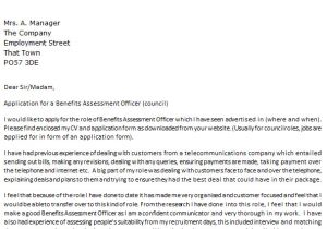 Cover Letter for Housing Officer Benefits assessment Officer Cover Letter Example Icover