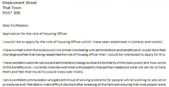 Cover Letter for Housing Officer Housing Officer Cover Letter Example Icover org Uk