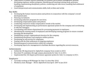 Cover Letter for Hr Executive Fresher Professional Resume Human Resources Manager Bongdaao Com