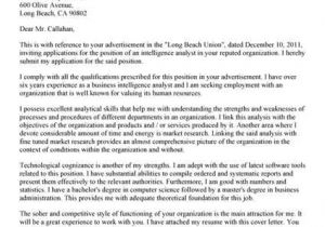 Cover Letter for Intelligence Analyst Position Business Intelligence Analyst Cover Letter Examples