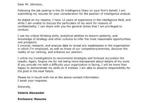 Cover Letter for Intelligence Analyst Position Marketing and Sales Cover Letter Samples
