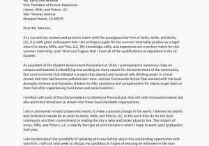 Cover Letter for Internship In Law Firm A Sample Legal Internship Cover Letter