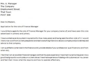 Cover Letter for Investment Management Finance Manager Cover Letter Example Icover org Uk