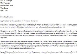 Cover Letter for It Company Company Secretary Cover Letter Example Icover org Uk