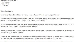Cover Letter for Job Application In School School Leaver Job Cover Letter Example Icover org Uk