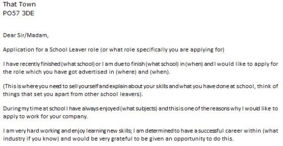 Cover Letter for Job Application In School School Leaver Job Cover Letter Example Icover org Uk