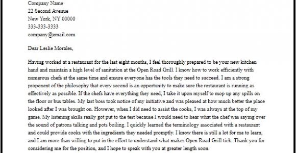 Cover Letter for Kitchen Hand Professional Kitchen Hand Cover Letter Sample Writing