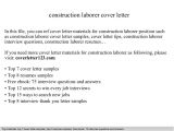Cover Letter for Laborer Position Construction Laborer Cover Letter