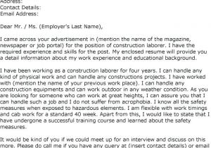 Cover Letter for Laborer Position General Laborer Cover Letter Amere