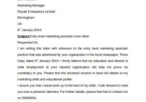 Cover Letter for Marketing Position Entry Level Entry Level Cover Letter Templates 9 Free Samples