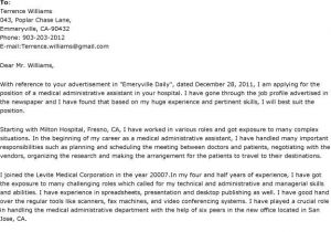 Cover Letter for Medical Administrative assistant Position Medical Administrative assistant Jobs 2016