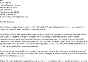 Cover Letter for Medical Coding Position Cover Letter Examples for Medical Billing and Coding