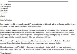 Cover Letter for Mortgage Advisor Mortgage Advisor Cover Letter Example Lettercv Com