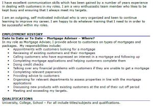 Cover Letter for Mortgage Advisor Mortgage Advisor Cv Example Icover org Uk